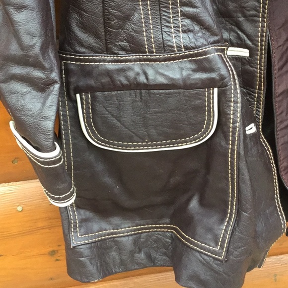 โฎ๏ธ Penny Lane Brown VINTAGE LEATHER Jacket EVC TOTALLY AWESOME - Picture 9 of 16